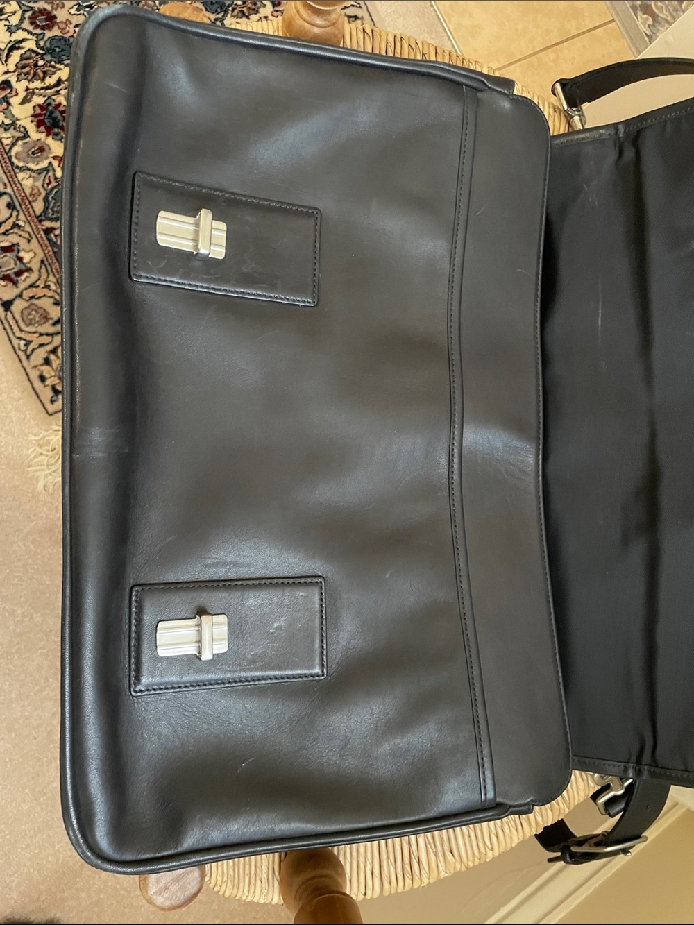 Vintage Coach Black Leather Messenger Thompson Briefcase with Adjustable Strap - Picture 6 of 11